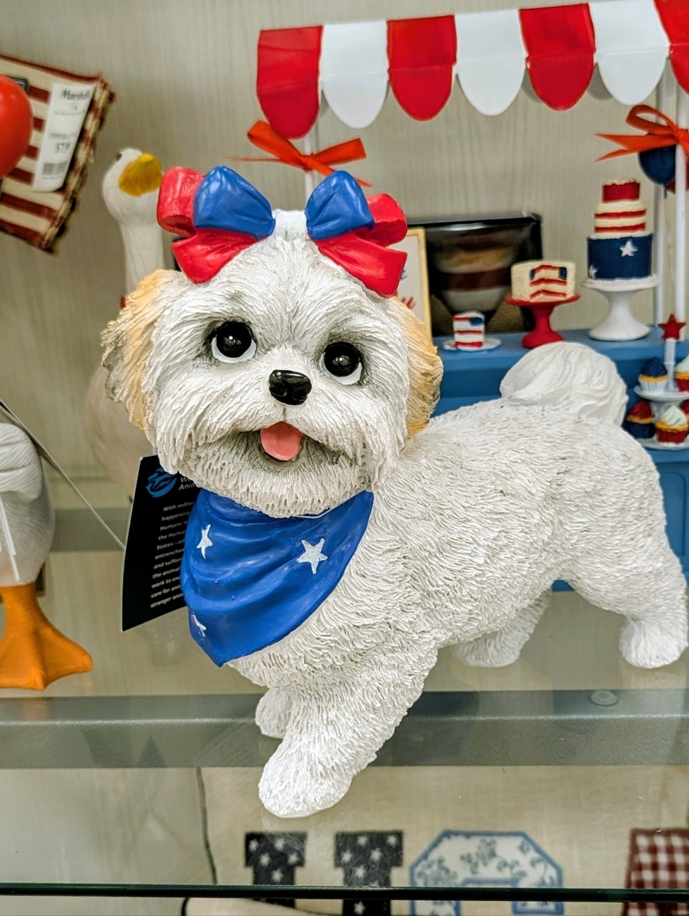 NEW Patriotic July 4 Shitzu Dog Puppy Figurine Decor